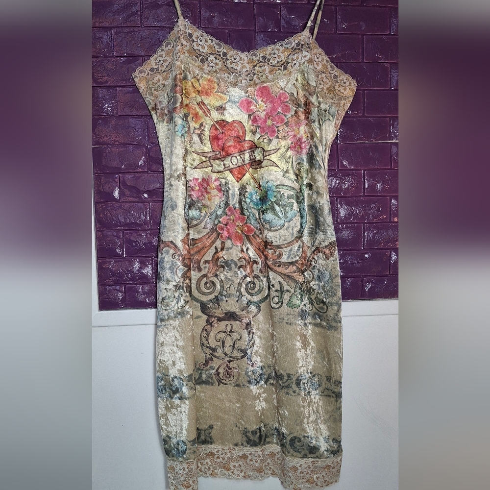 Pia Vintage Velvet Y2k Slipp Dress. Size Lg